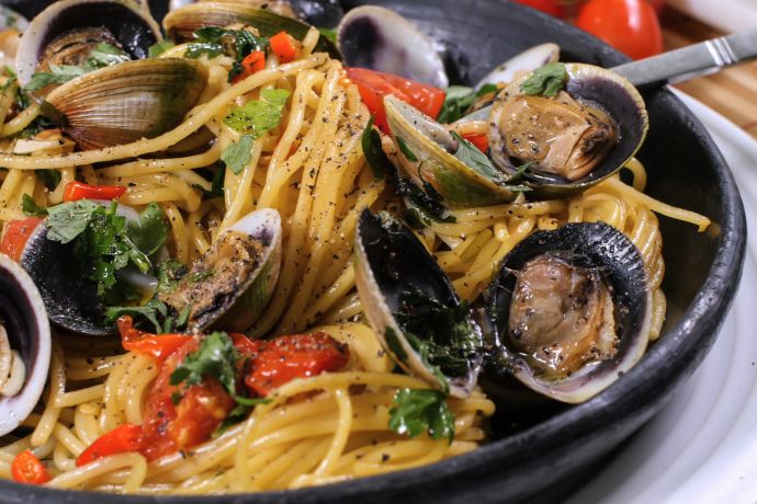 Close,Up,View,Of,Delicious,Italian,Spaghetti,Alle,Vongole,(clams)